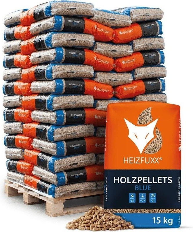 Heizfuxx Holzpellets „Blue“ – 975 kg (65 x 15 kg Säcke)